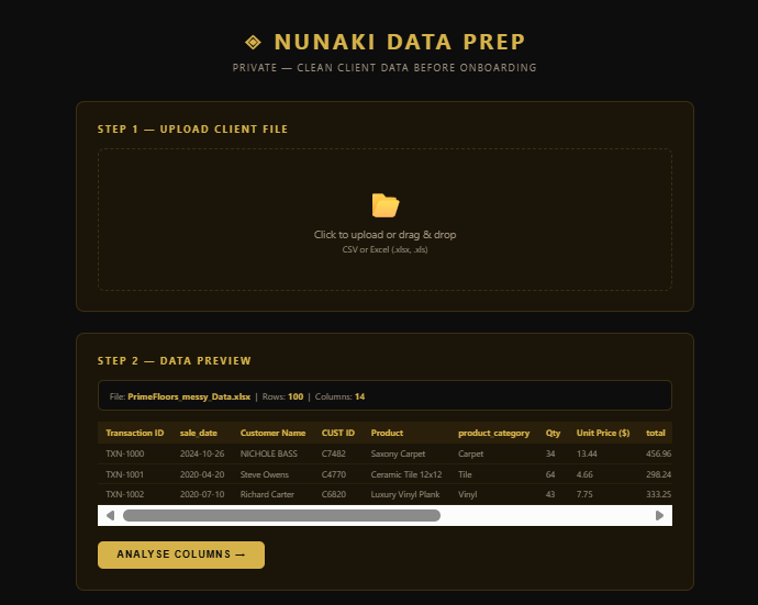 DataPrepper — upload step